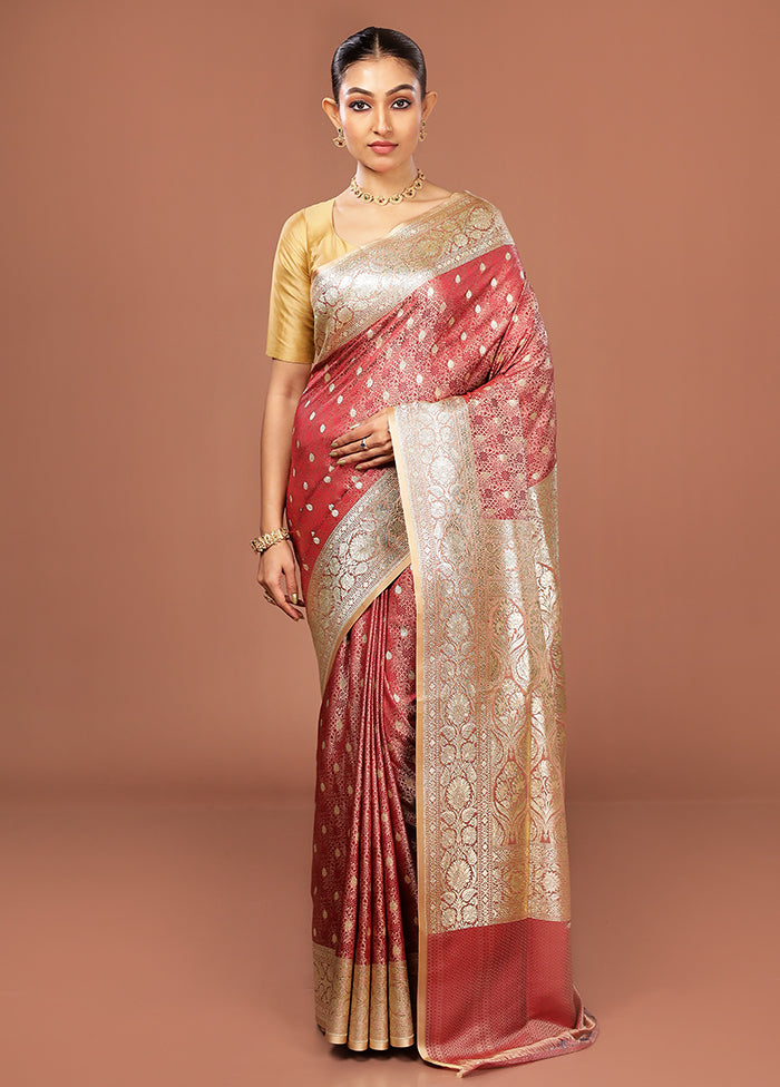 Pink Tanchoi Silk Saree With Blouse Piece