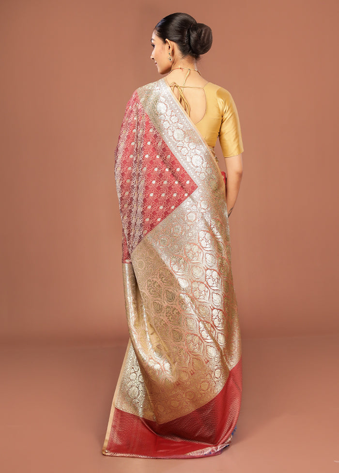Pink Tanchoi Silk Saree With Blouse Piece