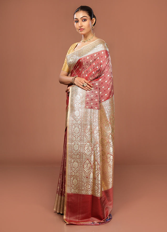 Pink Tanchoi Silk Saree With Blouse Piece