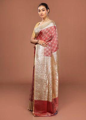 Pink Tanchoi Silk Saree With Blouse Piece