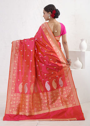 Pink Katan Pure Silk Saree With Blouse Piece - Indian Silk House Agencies