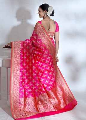 Pink Katan Pure Silk Saree With Blouse Piece - Indian Silk House Agencies