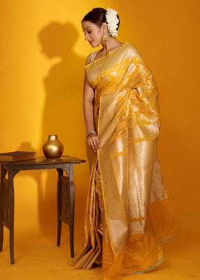 Yellow Uppada Silk Saree With Blouse Piece - Indian Silk House Agencies