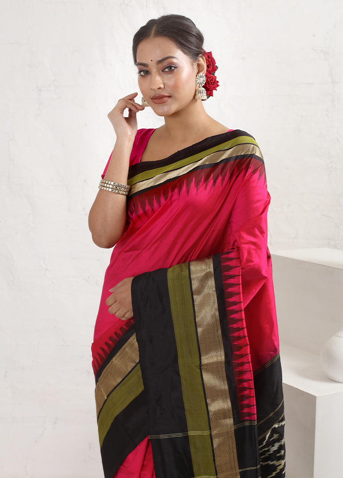 Pink Ikkat Pure Silk Saree With Blouse Piece - Indian Silk House Agencies