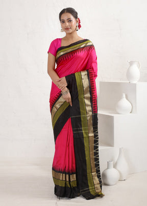 Pink Ikkat Pure Silk Saree With Blouse Piece - Indian Silk House Agencies