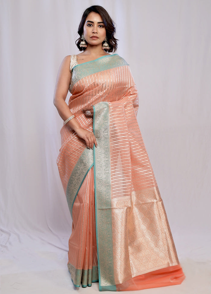 Rust Organza Saree With Blouse Piece - Indian Silk House Agencies