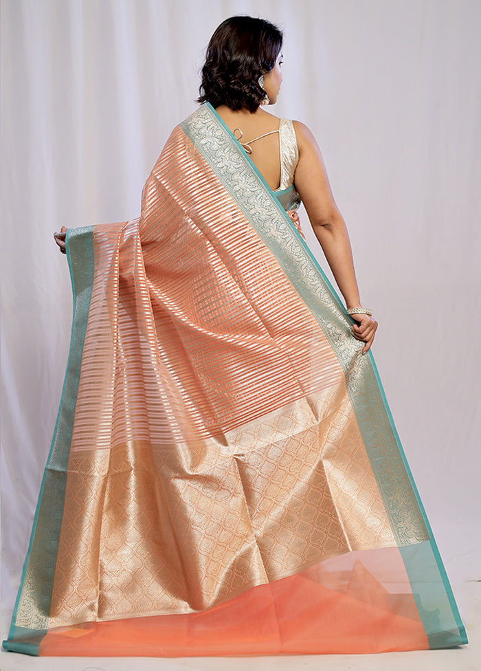 Rust Organza Saree With Blouse Piece - Indian Silk House Agencies