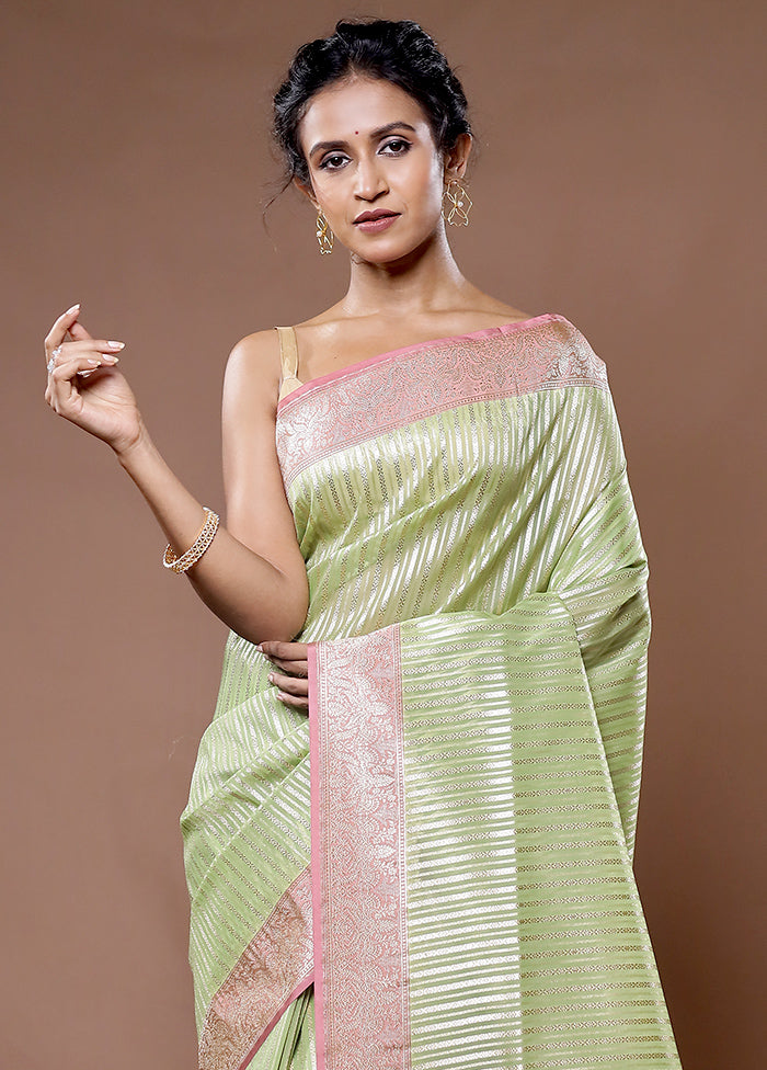 Green Organza Saree With Blouse Piece - Indian Silk House Agencies