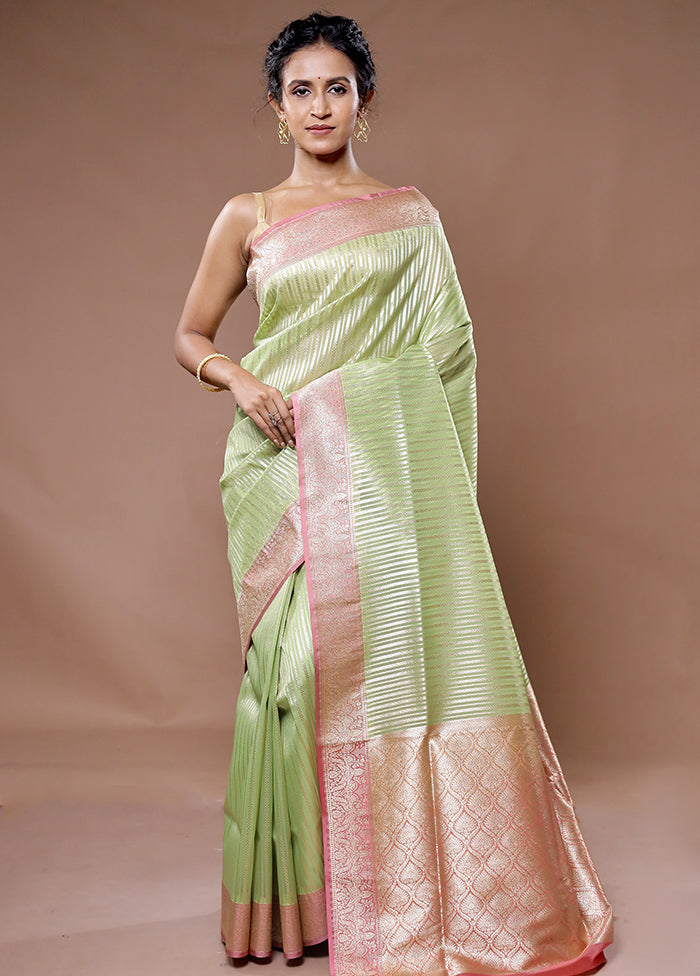 Green Organza Saree With Blouse Piece - Indian Silk House Agencies