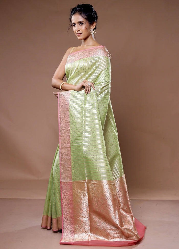 Green Organza Saree With Blouse Piece - Indian Silk House Agencies