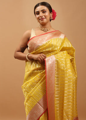 Yellow Organza Saree With Blouse Piece