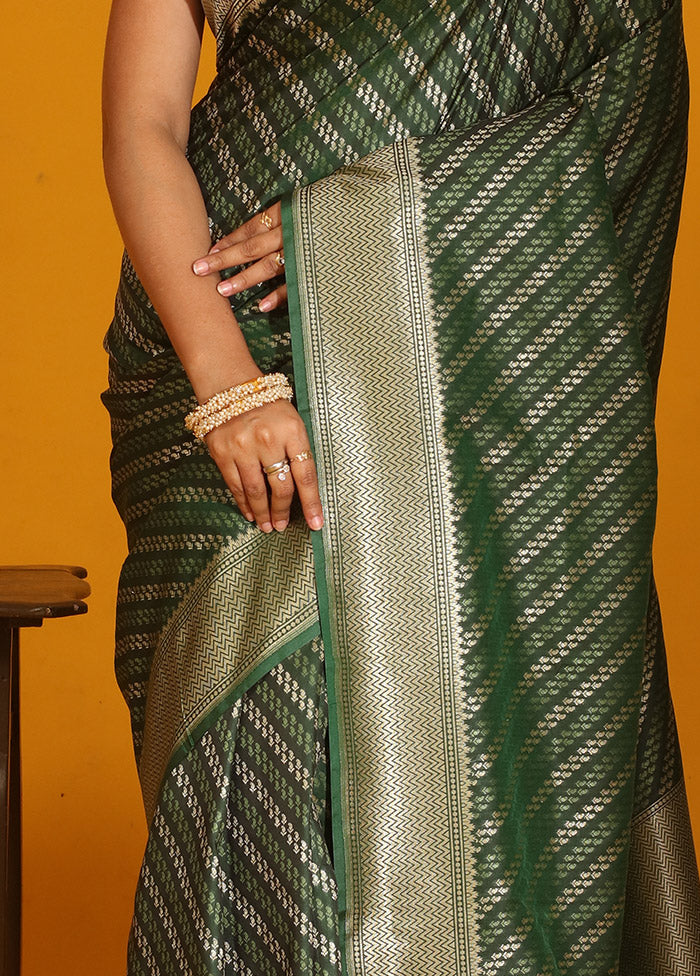 Green Uppada Silk Saree With Blouse Piece - Indian Silk House Agencies