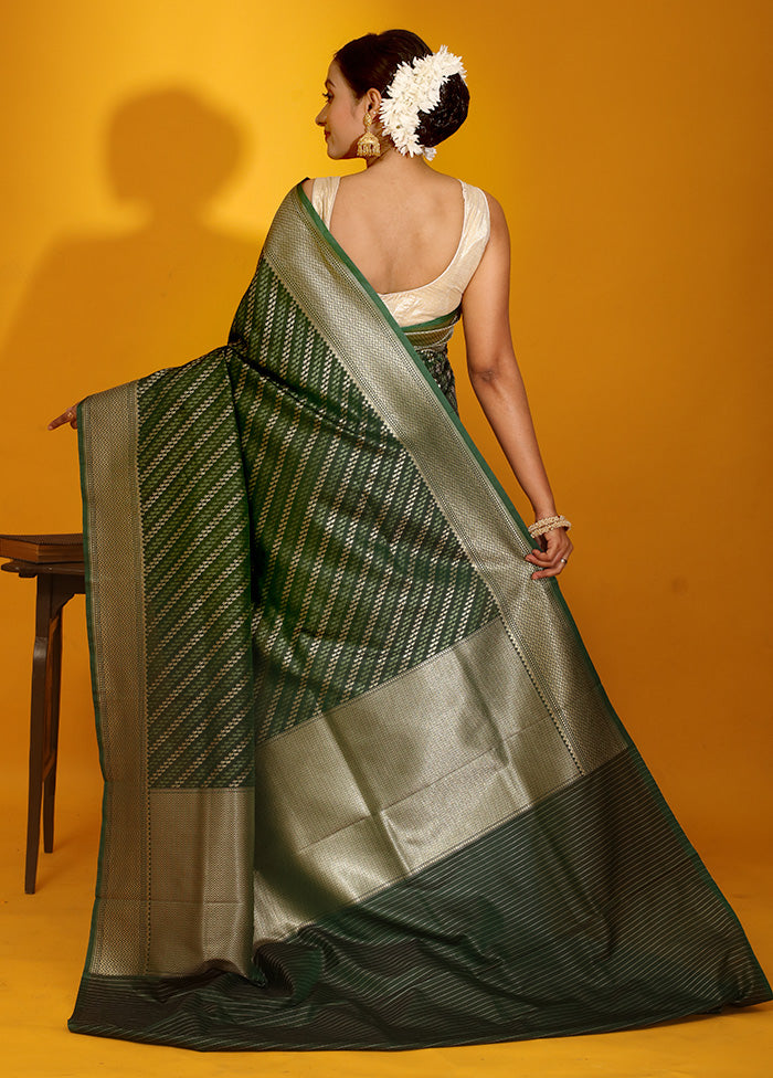 Green Uppada Silk Saree With Blouse Piece - Indian Silk House Agencies