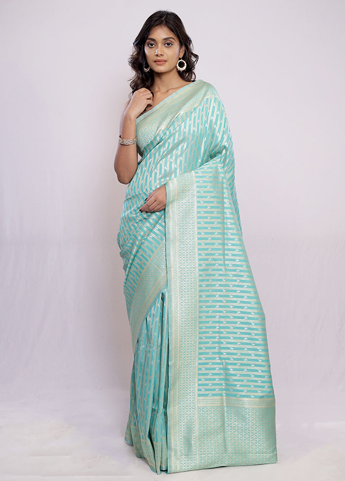 Green Uppada Silk Saree With Blouse Piece - Indian Silk House Agencies