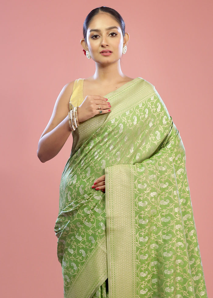 Green Uppada Silk Saree With Blouse Piece - Indian Silk House Agencies