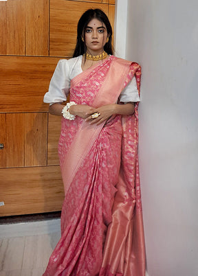 Pink Uppada Silk Saree With Blouse Piece - Indian Silk House Agencies