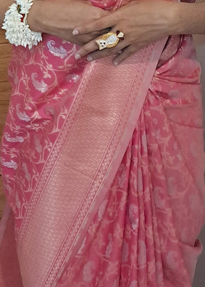 Pink Uppada Silk Saree With Blouse Piece - Indian Silk House Agencies