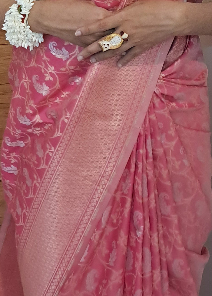 Pink Uppada Silk Saree With Blouse Piece - Indian Silk House Agencies