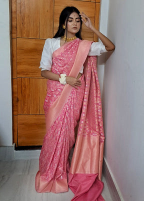 Pink Uppada Silk Saree With Blouse Piece - Indian Silk House Agencies