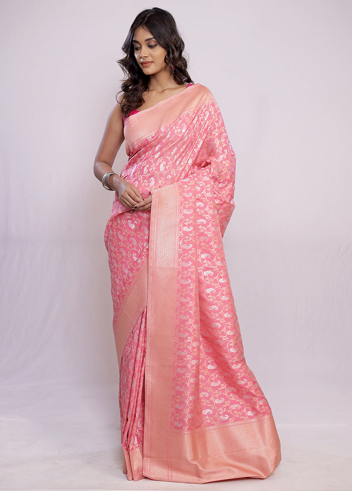 Pink Uppada Silk Saree With Blouse Piece - Indian Silk House Agencies