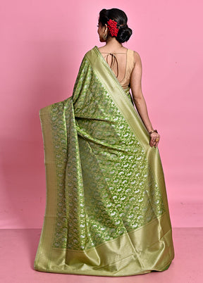 Green Uppada Silk Saree With Blouse Piece - Indian Silk House Agencies