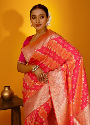 Pink Uppada Silk Saree With Blouse Piece - Indian Silk House Agencies