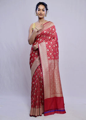 Red Uppada Silk Saree With Blouse Piece - Indian Silk House Agencies