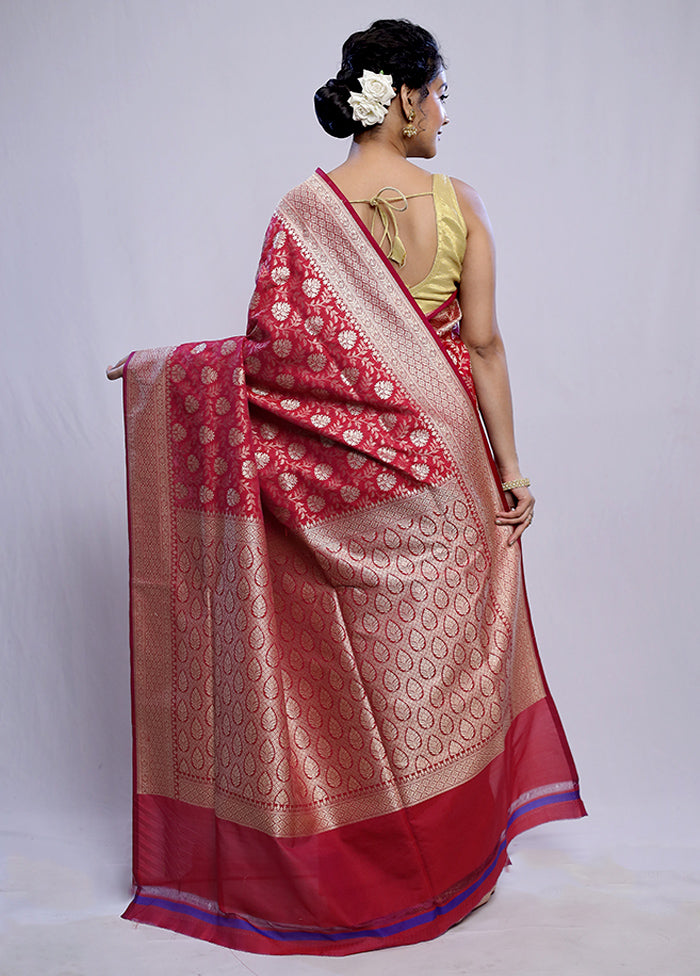 Red Uppada Silk Saree With Blouse Piece - Indian Silk House Agencies