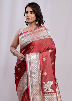 Maroon Banarasi Silk Saree With Blouse Piece - Indian Silk House Agencies