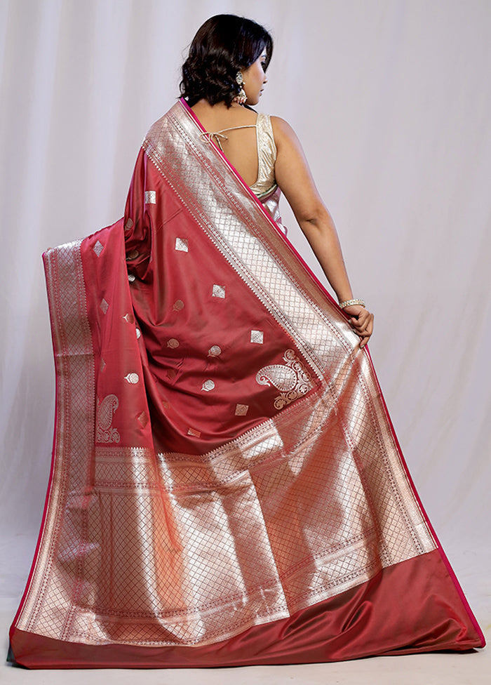 Maroon Banarasi Silk Saree With Blouse Piece - Indian Silk House Agencies