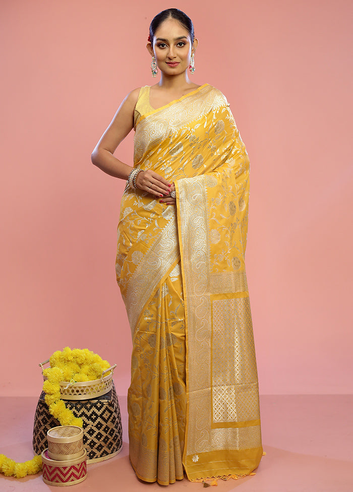 Yellow Uppada Silk Saree With Blouse Piece - Indian Silk House Agencies