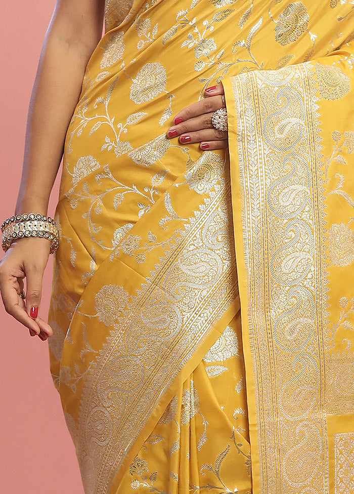 Yellow Uppada Silk Saree With Blouse Piece - Indian Silk House Agencies