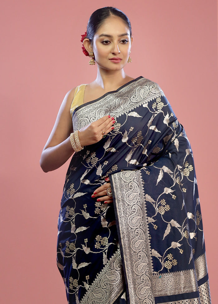 Blue Uppada Silk Saree With Blouse Piece - Indian Silk House Agencies