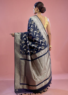 Blue Uppada Silk Saree With Blouse Piece - Indian Silk House Agencies