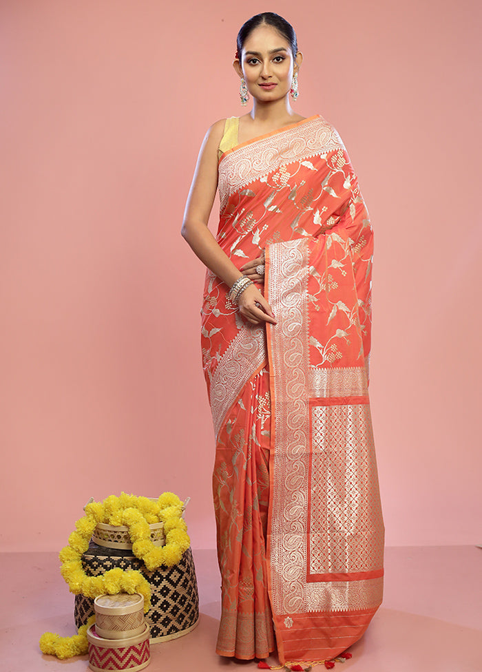 Pink Uppada Silk Saree With Blouse Piece - Indian Silk House Agencies