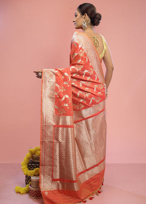 Pink Uppada Silk Saree With Blouse Piece - Indian Silk House Agencies