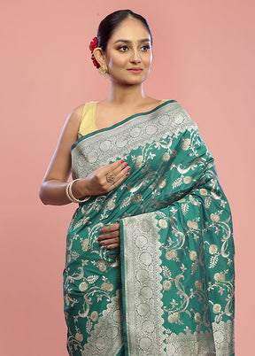 Green Uppada Silk Saree With Blouse Piece - Indian Silk House Agencies