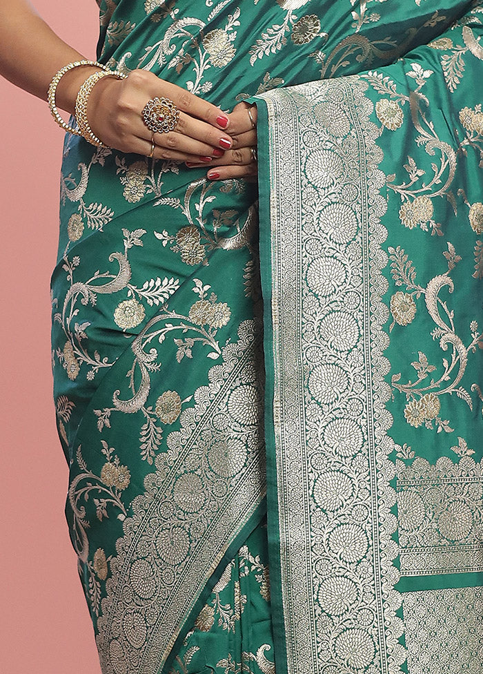 Green Uppada Silk Saree With Blouse Piece - Indian Silk House Agencies