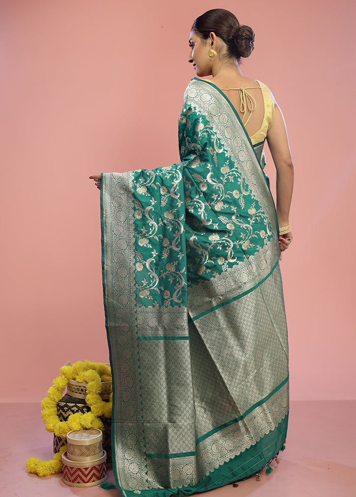 Green Uppada Silk Saree With Blouse Piece - Indian Silk House Agencies