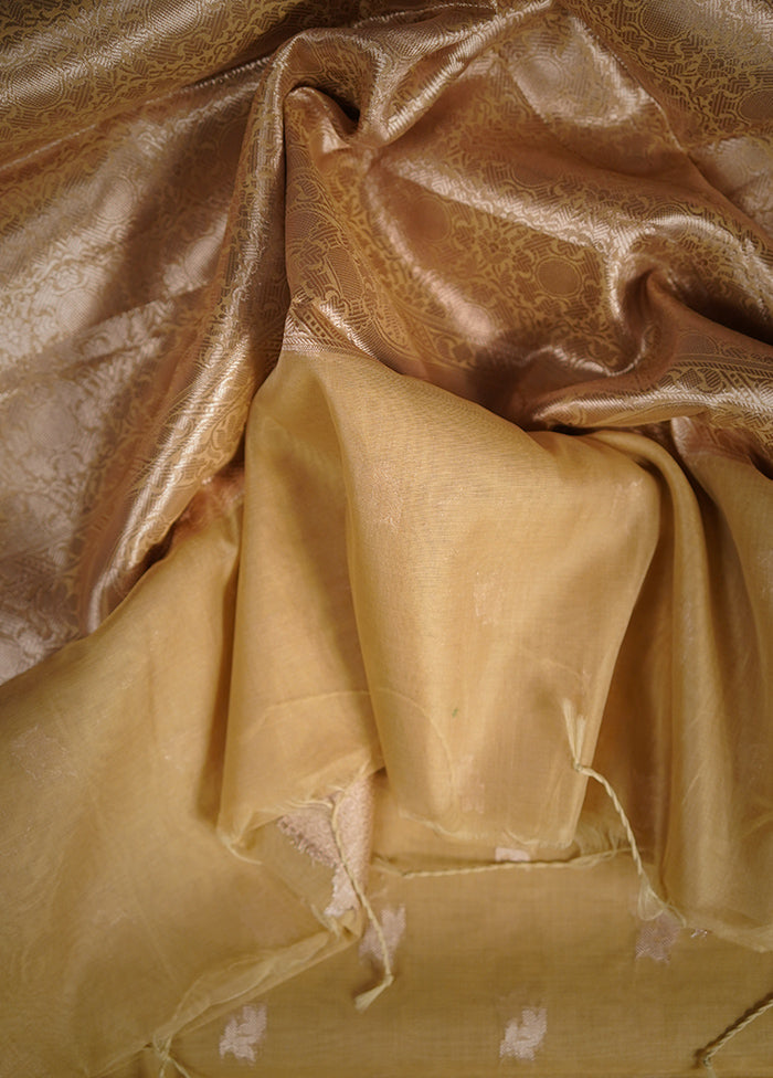 Cream Kora Silk Saree With Blouse Piece - Indian Silk House Agencies