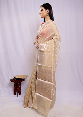 Cream Kora Silk Saree With Blouse Piece - Indian Silk House Agencies