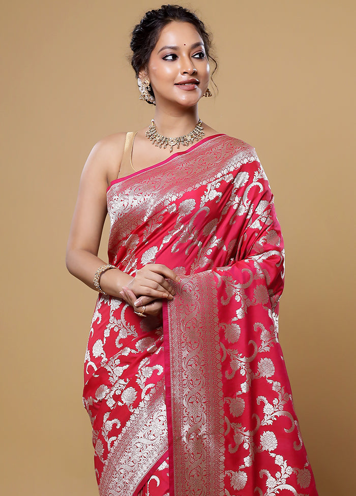 Pink Uppada Silk Saree With Blouse Piece