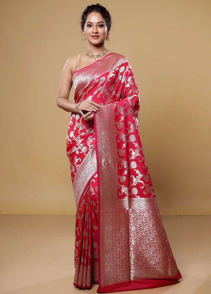 Pink Uppada Silk Saree With Blouse Piece