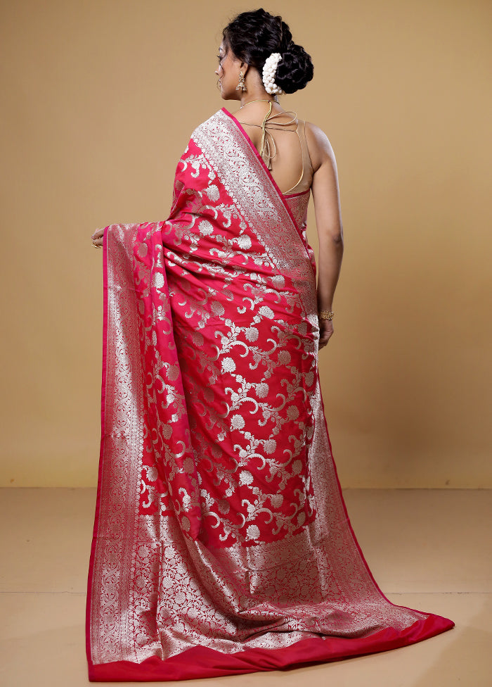 Pink Uppada Silk Saree With Blouse Piece