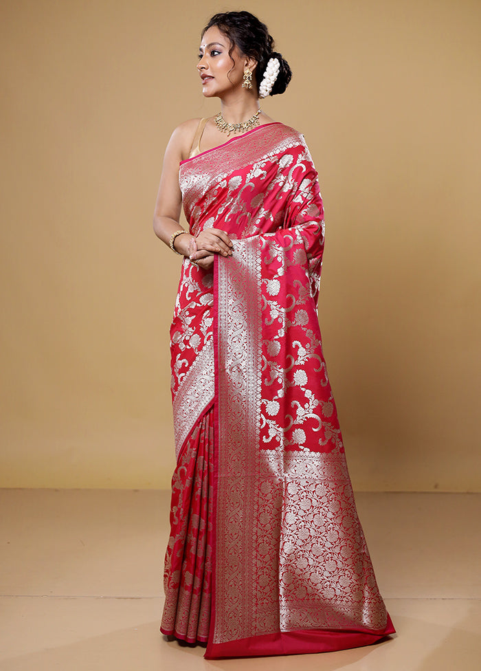 Pink Uppada Silk Saree With Blouse Piece