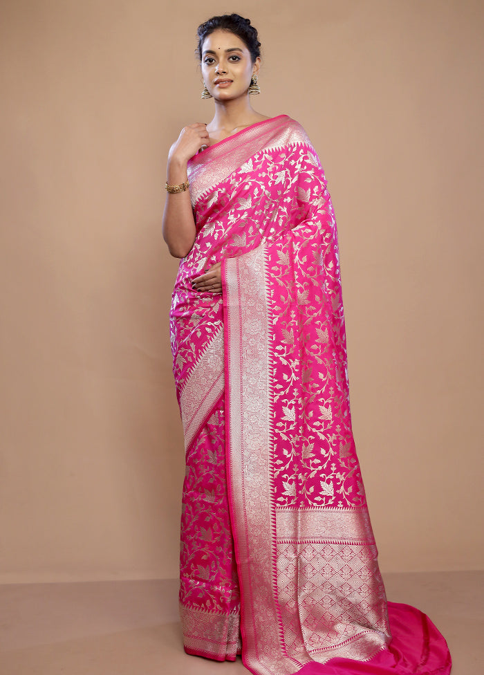 Pink Uppada Silk Saree With Blouse Piece - Indian Silk House Agencies