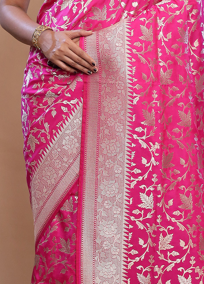 Pink Uppada Silk Saree With Blouse Piece - Indian Silk House Agencies