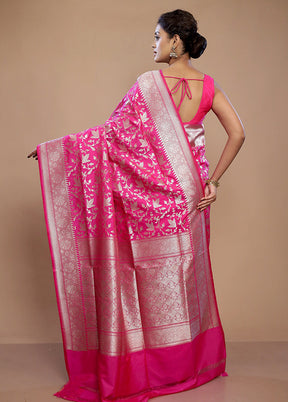 Pink Uppada Silk Saree With Blouse Piece - Indian Silk House Agencies