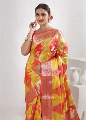 Rust Dupion Silk Saree With Blouse Piece - Indian Silk House Agencies