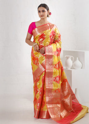 Rust Dupion Silk Saree With Blouse Piece - Indian Silk House Agencies